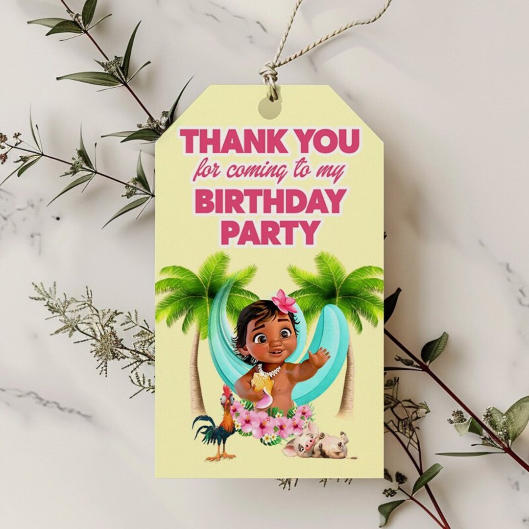 Printable Baby Moana Thank You Tags, Moana Favor Tags, Moana Party ...