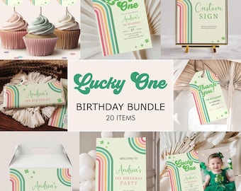 Lucky One-Geburtstagseinladung, Regenbogen St. Patrick's Dekor (Digitaler Download)