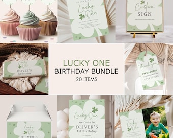 Lucky One Geburtstagseinladungs-Paket, Lucky One Geburtstagsdekor, St. Patricks 1. Geburtstag Bündel, B494