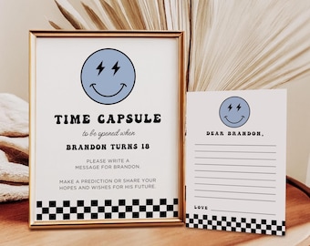 One Happy Dude Time Capsule Cards, 1st Birthday (Editable Digital Download)