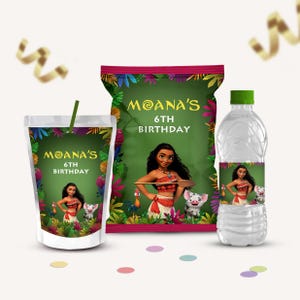 Moana Party Supplies Printable, Chip bag, Water bottle, Juice pouch, Big Moana Party Decorations, Personalized Birthday Party Favors, B150