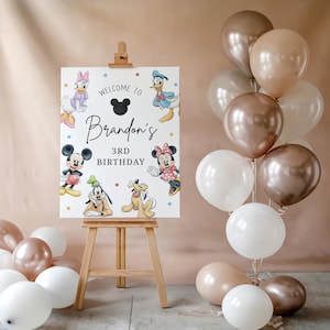 Mickey Welcome Sign, Mickey Mouse Birthday Sign, Birthday Welcome Poster, Birthday Welcome Banner, Canva Editable Template