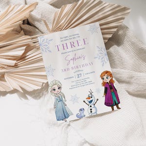 Frozen 3rd Birthday Invitation Frozen Invitation Princess Elsa Anna Party Invitation Girl Frozen Birthday Invite Theme EDITABLE Digital