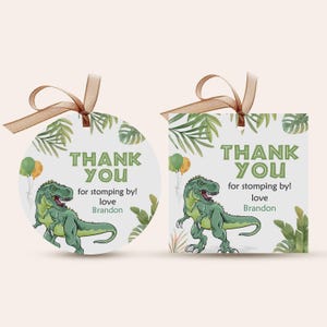 EDITABLE Three rex Birthday Favor tags, Dinosaur Party Favors Thank you tags Gift tag Printable Templates Instant download, B285