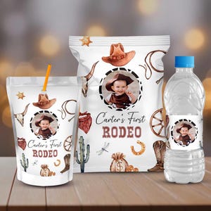 Kit per festa di compleanno da cowboy, modello stampabile, sacchetto di patatine Saddle Up Birthday, etichette modificabili da cowboy western, festa del primo rodeo stampabile