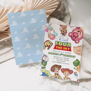 Toy Story Invite, Reach Four the Sky Editable Birthday Invitation, Evite, Digital Download, B684
