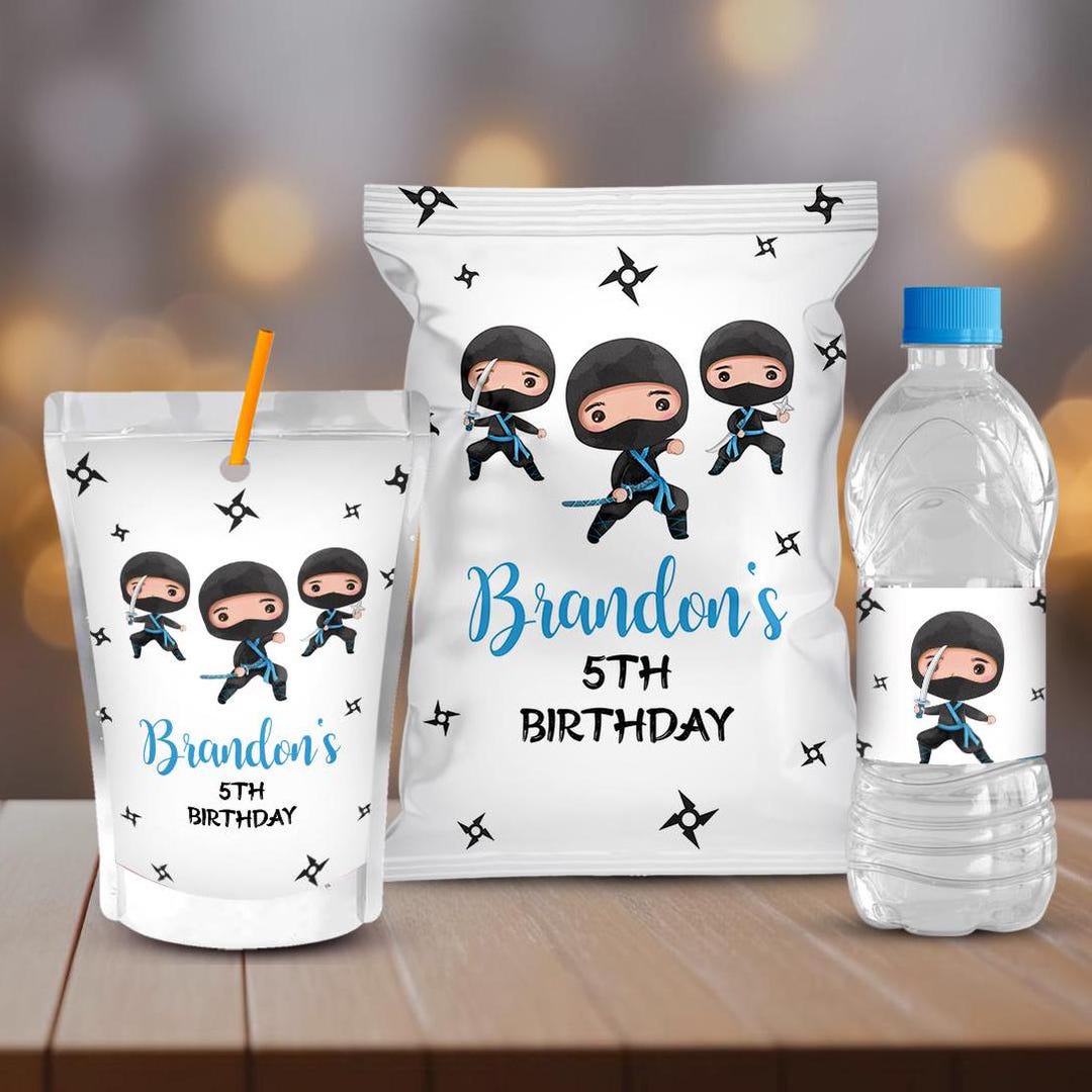 Ninja Package Editable Ninja Birthday Party Package, Printable Gift Tags (digital ...