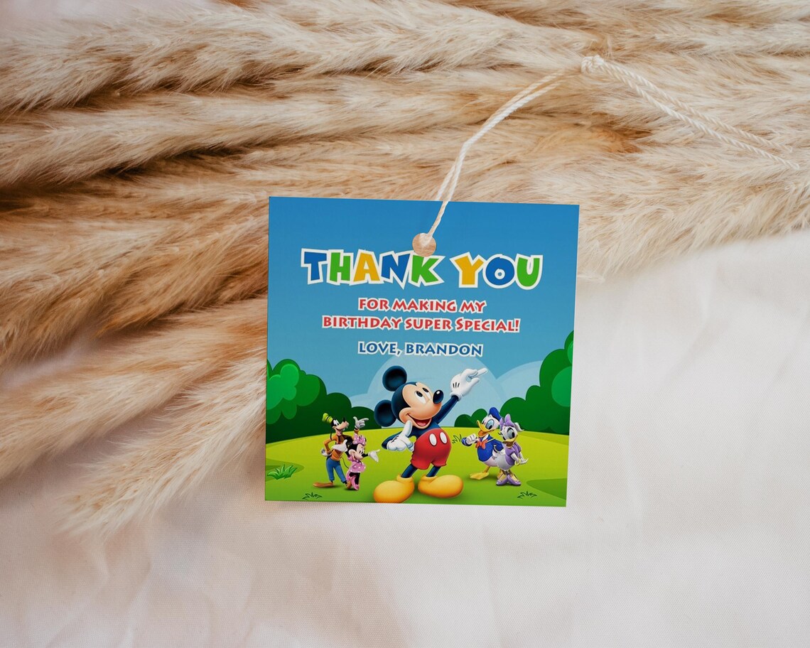 Editable Mickey Mouse Birthday Thank You Tags (digital Download) - Etsy ...