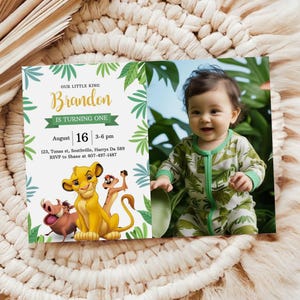 Lion King Invitation Lion King Birthday Invitation Lion King Party Invites Lion King Editable Invitation Lion King Digital Card, Canva, B330