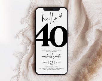 Élégante invitation pour 40e anniversaire, Evite personnalisable (téléchargement numérique)