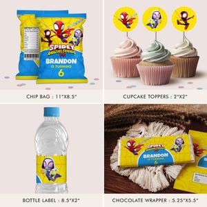 Superhero Chip Bag, Spidey Party Favors, Superhero Birthday, Superhero Decor Cupcake, Rice Krispies, Spidey Hershey, Pringles Label etc B149