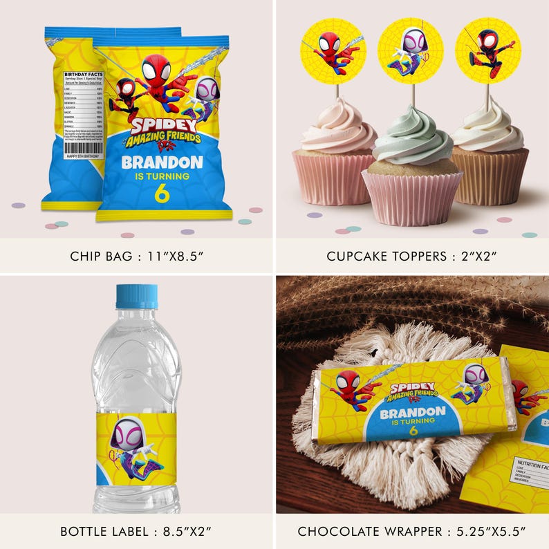 Superhero Chip Bag, Spidey Party Favors, Superhero Birthday, Superhero Decor Cupcake, Rice Krispies, Spidey Hershey, Pringles Label etc B149