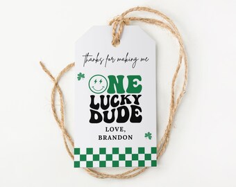 Lucky One St Patrick's Day Gunst Tags, Klee Shamrock (bearbeitbarer druckbarer Download)