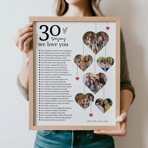 30 Reasons We Love You Poster With Pictures Template, Printable 30th Birthday Gift for Him or Her Editable, Personalized 30th Birthday Decor