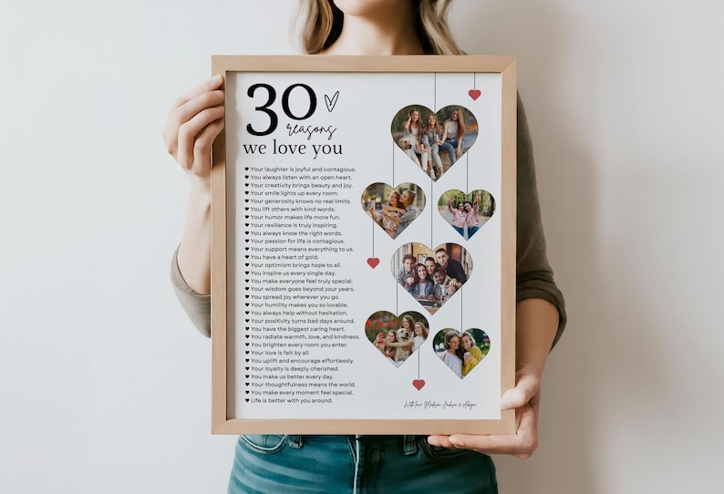 30 Reasons We Love You Poster With Pictures Template, Printable 30th Birthday Gift for Him or Her Editable, Personalized 30th Birthday Decor