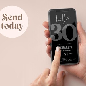 Editable 30th Birthday Invitation, 30th E-Invite, 30th Birthday Evite, Men 30th Party Invitation, Digital 30th Invitation Digital Invitation