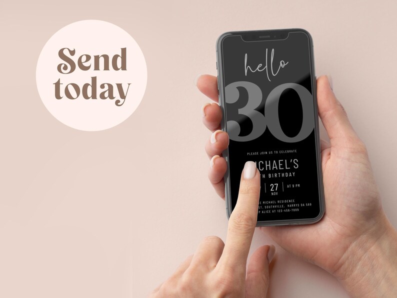 Editable 30th Birthday Invitation, 30th E-Invite, 30th Birthday Evite, Men 30th Party Invitation, Digital 30th Invitation Digital Invitation
