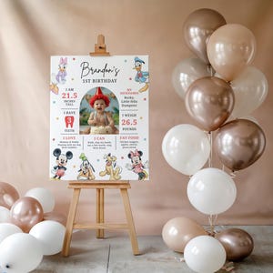 Mickey Mouse and Friends  First Milestone Poster | Happiest Birthday on Earth | First Year Milestones | Birthday Milestone | Photo Milestone