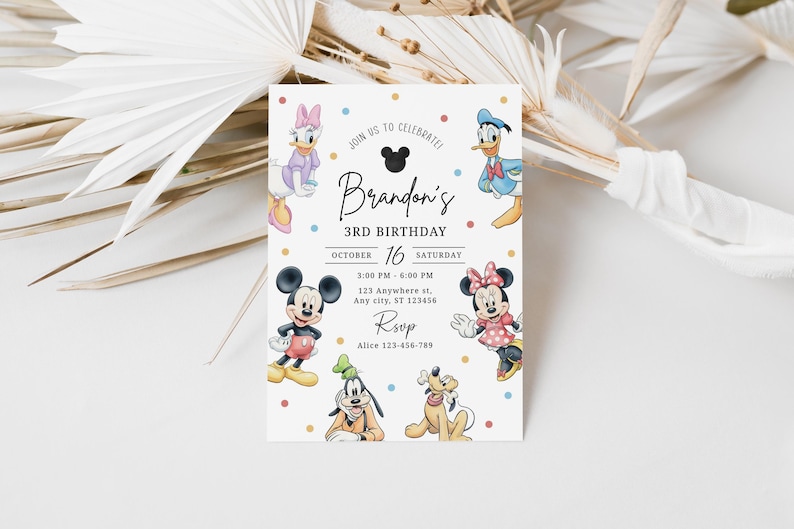 Mickey Mouse and Friends Birthday Invitation Editable Digital Canva ...