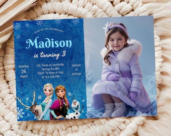Elsa and Anna Frozen Birthday Invitation | Editable Photo Invite (Digital Download)