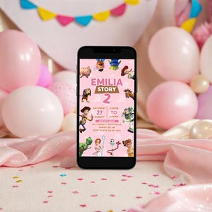 Editable Girl Toy Story Invitation Template, Evite, Mobile Digital Invitation, Kids Birthday Party, Instant Download, Evite, Phone, B335