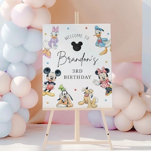 Mickey Welcome Sign, Mickey Mouse Birthday Sign, Birthday Welcome Poster, Birthday Welcome Banner, Canva Editable Template