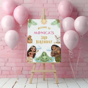 DIGITAL Moana Birthday Welcome Sign, Tropical Welcome Banner, Girl Party Sign, Welcome Poster, B679