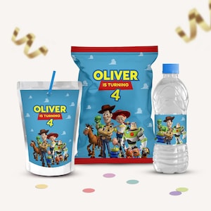 Toy Story Party Package, Chip bag, Water bottle, Juice pouch, Toy Story Party Kit, Birthday Printable, Party Favors, Party Decorations, B134