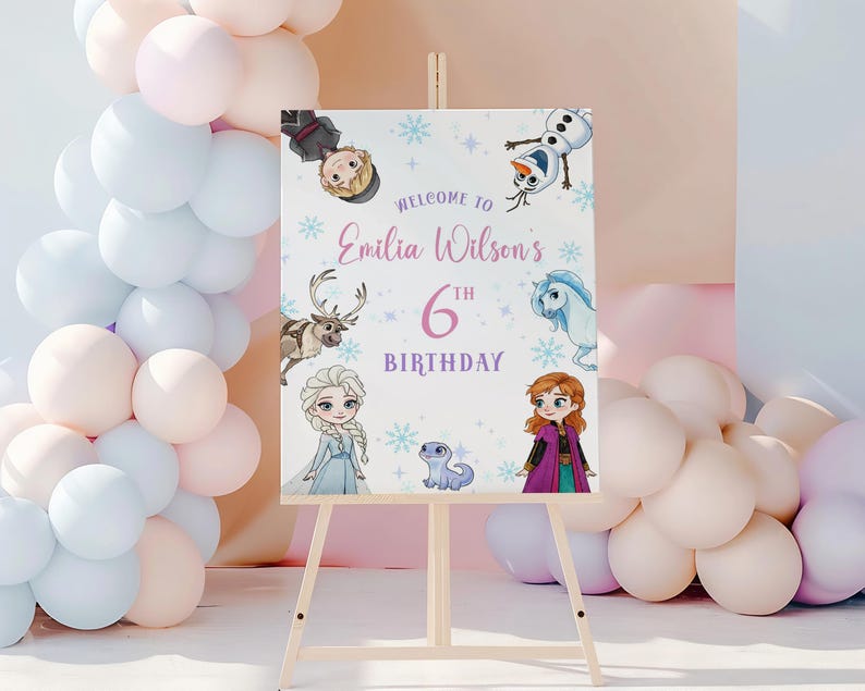 Elsa Frozen Birthday Welcome Sign, Custom Party Decor (digital Download ...