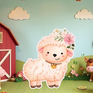 BIG DECOR FARM birthday: Cutout Decor farm animals, farm printable Baby Shower, Birthday Party, digital download Sheep Instant download 03