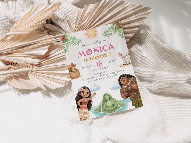 Moana Birthday Invitation: Editable Hawaiian Template (Digital Download), B679