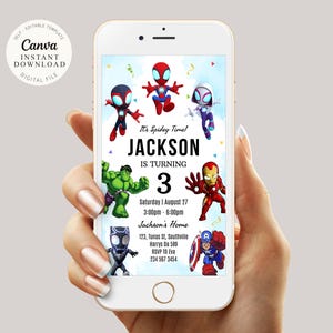 Editable Spidey and his Amazing Friends Birthday Party Invitation | Superhero Birthday Invite Canva Template | Instant Download, B288
