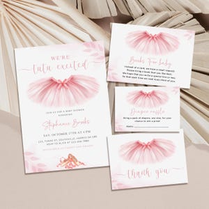 Little Ballerina Baby Shower Invitation Bundle Instant Download, Dance and Twirl Tutu Excited Ballet Baby Shower for Girl, Pink Ballerina