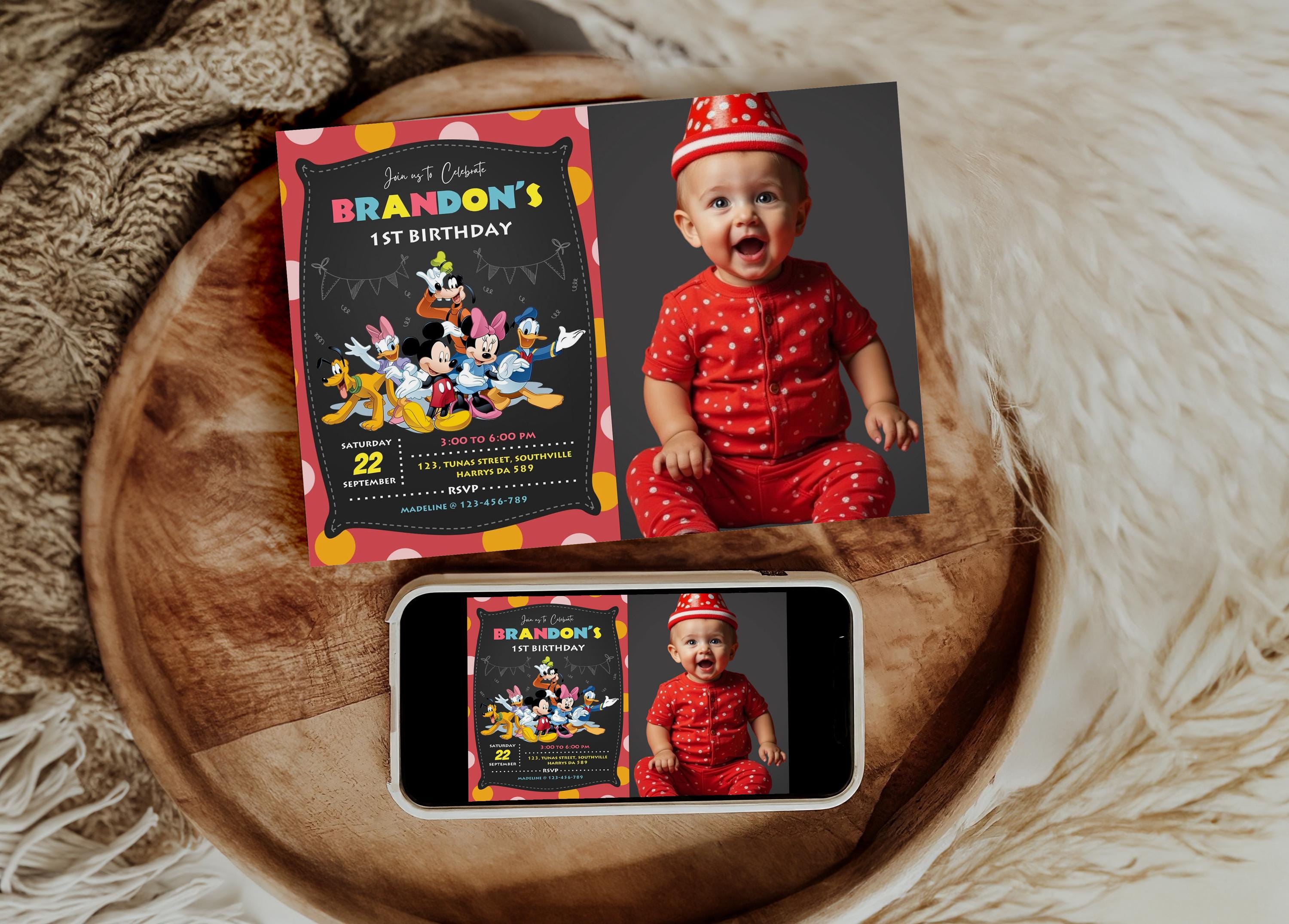 Mickey Mouse 1st Birthday Invitation With Photo (digital or Printed) - Etsy