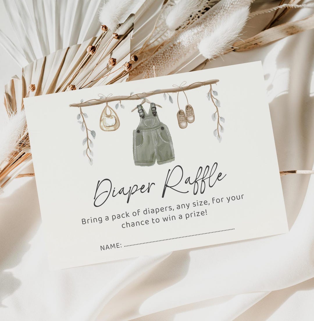 Boho Diaper Raffle Ticket, Neutral Baby Shower Game (editable Template ...
