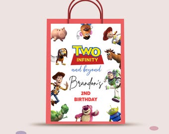 Bolsa de regalo de Toy Story, bolsa de regalo de cumpleaños editable, plantilla imprimible de Canva