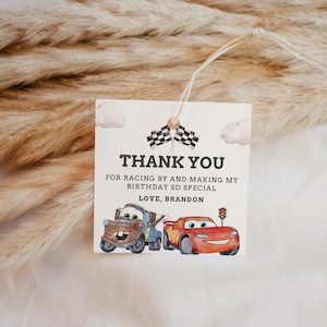 Cars Birthday Favor Tag Boy Lighting McQueen Race Car Party Thank You Tags Gift Tags Party Decoration Printable Editable Template, B622