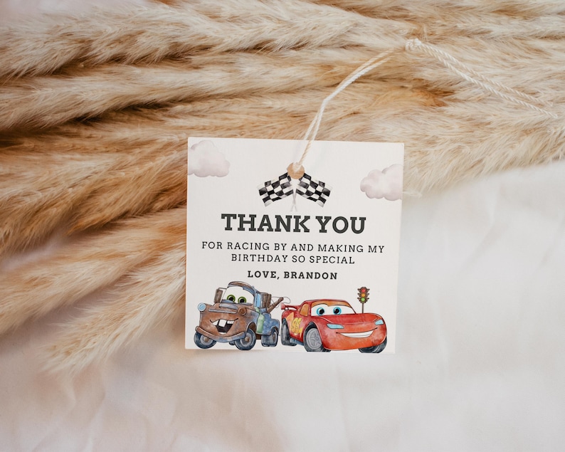 Cars Birthday Favor Tag Boy Lighting McQueen Race Car Party Thank You Tags Gift Tags Party Decoration Printable Editable Template, B622