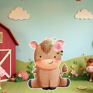 BIG DECOR FARM birthday: Cutout Decor farm animals, farm printable Baby Shower, Birthday Party, digital download Horse Farm 01