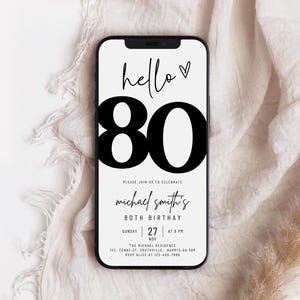 Editable 80th Birthday Invitation, 80th E-Invite, 80th Birthday Evite, 80th Party Invitation, Digital 80th Invitation, Digital Invitation