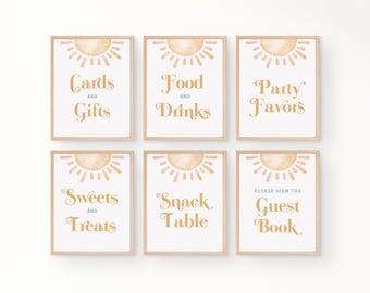 Sunshine Birthday Sign Set, First Trip Around the Sun Decor (Digital Download)