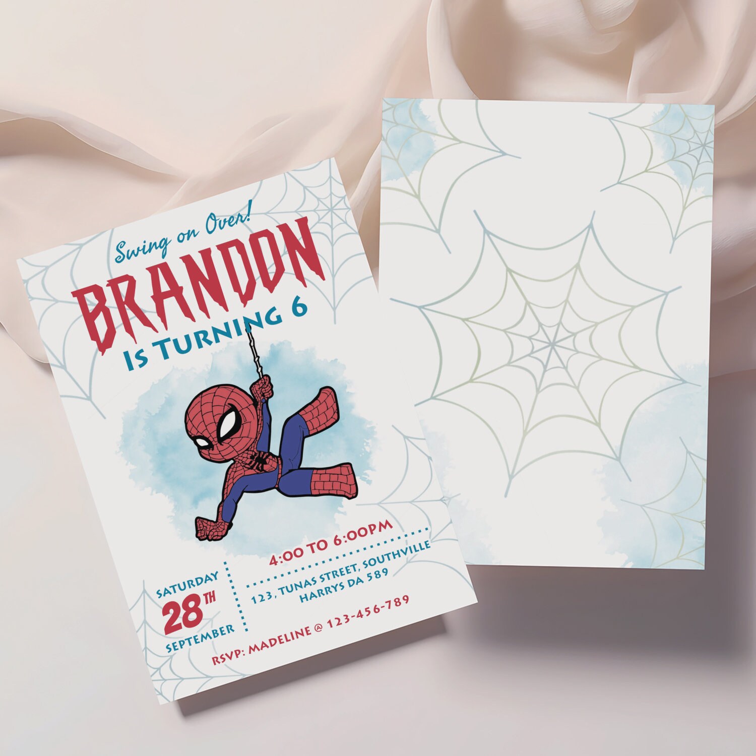 Editable Spiderman Birthday Invitation Template Printable Spider-man ...