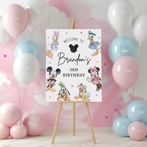 Mickey Welcome Sign, Mickey Mouse Birthday Sign, Birthday Welcome Poster, Birthday Welcome Banner, Canva Editable Template