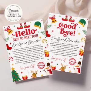 Carta de llegada de un elfo, carta de llegada de un elfo por primera vez, carta de un elfo, carta de despedida de un elfo, carta de saludo de Navidad de un elfo, plantilla de Canva