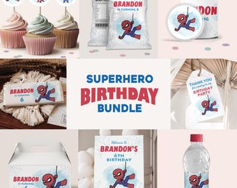 Superhero Birthday Party Favor Labels, Spidey Theme (Digital Download)
