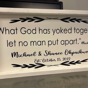 What God Has Yoked Together Wood Sign| JW Wood Sign |Personalized Wedding Scripture Sign| Christian Wedding Gift- Personalized Family Name