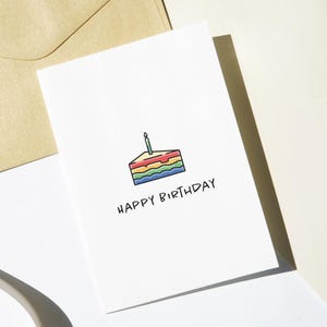 Biglietto di auguri di buon compleanno con torta a fette arcobaleno / Include busta stampabile / DOWNLOAD DIGITALE