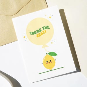 Vous êtes la meilleure carte de vœux | Citron tenant un ballon | Carte Punny pour toutes les occasions | Enveloppe imprimable | TÉLÉCHARGEMENT NUMÉRIQUE