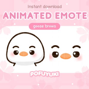 Geanimeerde gans-emote grijns-emote Twitch & Discord, witte eend zelfvoldane emote, wenkbrauw-emote - direct downloaden
