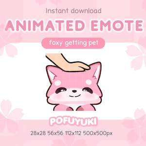 Animated Pink Fox Headpat Emote for Twitch, Discord, Youtube, Kick & Streamers - Pet, Caressing Emote - Cute Emotes for Your Chat